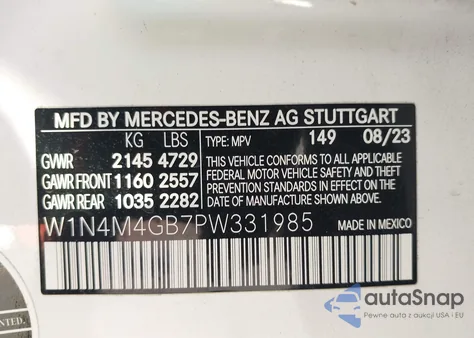 2023 Mercedes-Benz Glb 250 из США, поврежденный, VIN W1N4M4GB7PW331985